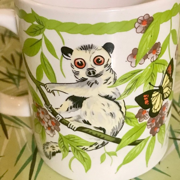 Vintage Other - Vintage Lemur Coffee Mug Tropical Print